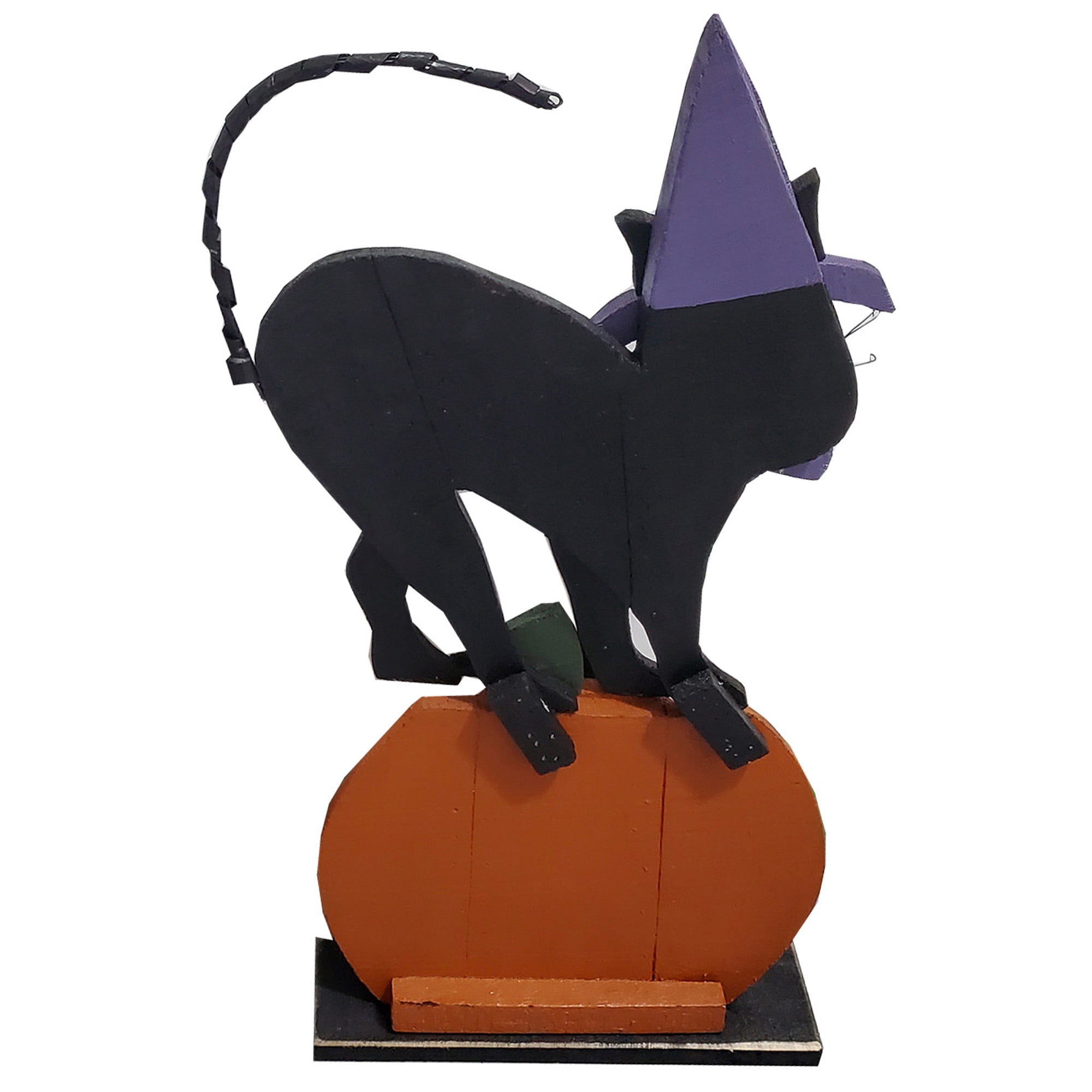 30in Wooden Black Cat on Pumpkin Halloween Decor Indoor Outdoor Use