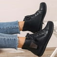 thumbnail image 4 of Xfvqtps Ankle Boots for Women Fashion Winter Casual Comfortable Lace up Front with Side Zipper Closure Flat Booties Faux Leather High Top Sneaker Boots Black, 4 of 9