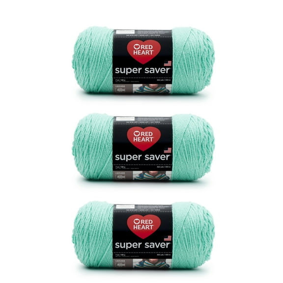 Red Heart Super Saver Aruba Sea Yarn - 3 Pack of 198g/7oz - Acrylic - 4 Medium (Worsted) - 364 Yards - Knitting/Crochet