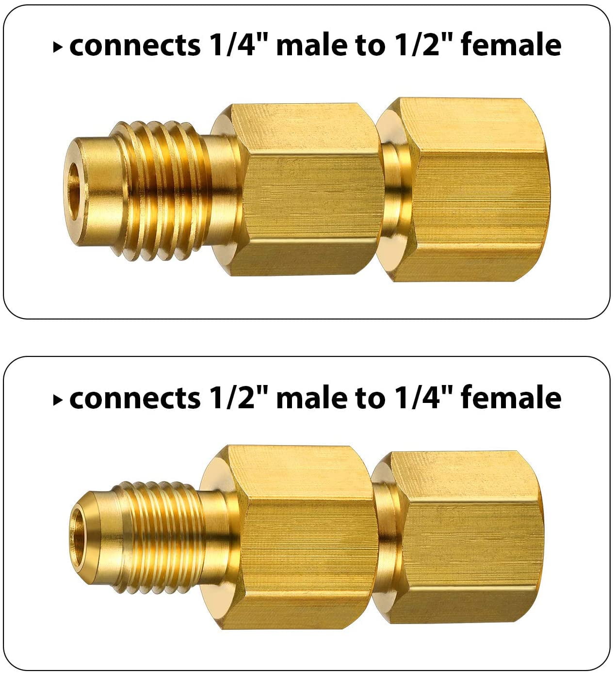 3 Pieces R12 R22 to R134A Adapters 6015 R134A Brass Refrigerant Tank Adapter to R12 Fitting Adapter 1/2 Female to 1/4 Male Flare Adaptor Valve Core 6014 Vacuum Pump Adapter 1/2 Male to 1/4 Female 