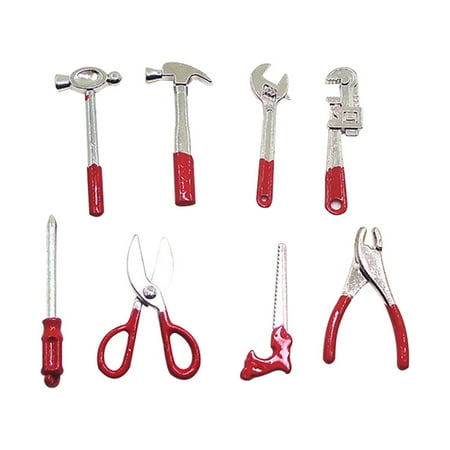 

1 Set of 8pcs Simulation Mini House Repair Tools Miniature Alloy Handtool Model Accessories