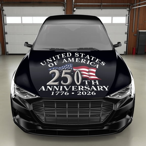 USA 250th Anniversary 1776-2026 Car Hood Decal - Patriotic American Flag Design for Trucks, SUVs, and Cars