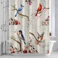 thumbnail image 3 of Vintage Birds Shower Curtain for Bathroom Decor, Retro Floral Flower Branch Rustic Farmhouse Waterproof Fabric Shower Curtain, 72"x72" Set with 12 Hooks, 3 of 9