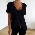 thumbnail image 2 of Tisuna Women'S T-Shirts Casual Solid Color Short Sleeved V Neck Base Layer Shirt Soft Classic Ladies School Work Summer Outfits Size Xxl, 2 of 4