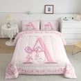thumbnail image 2 of Castle Fairy Monogrammed Letter 2pcs Bedding Comforter Set,Chic Flower Twin Comforter Sets,Kawaii Bow Breathable Bedding Set,Microfiber Girls Bedroom Decor,Reversible, 2 of 8