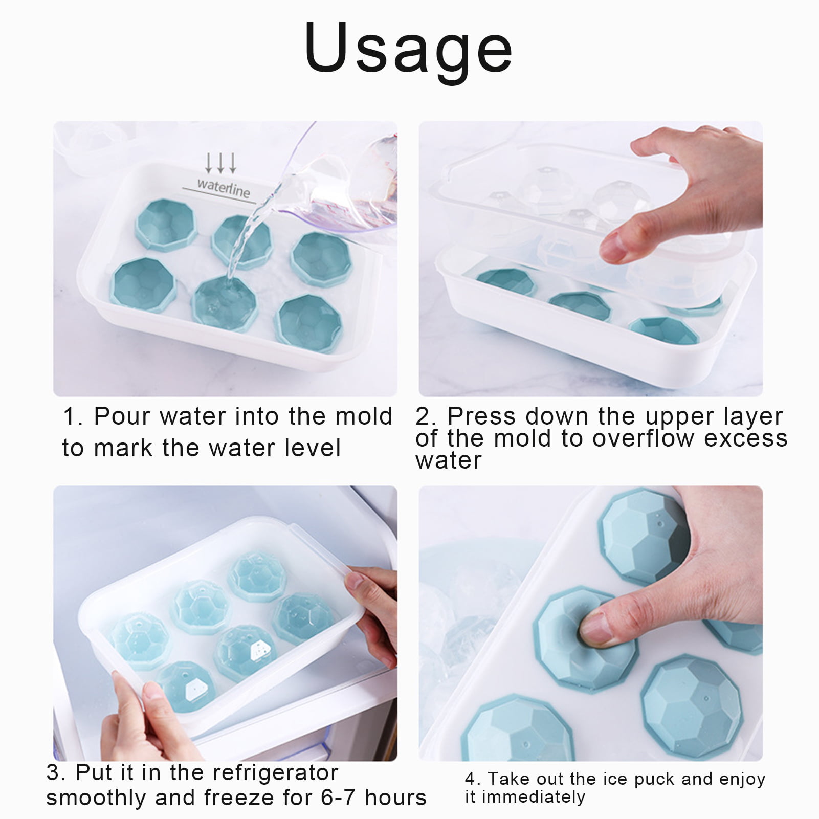 Cheers US Ice Cube Tray with Lid Ice Ball Maker Mold for Freezer