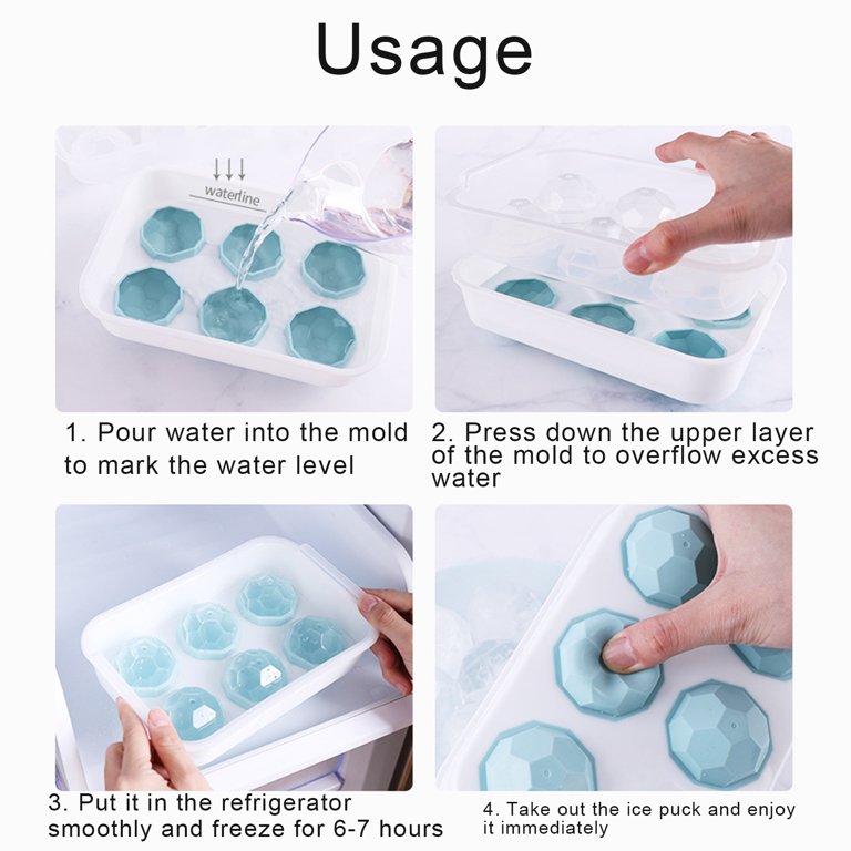 Cheers.US Ice Cube Trays Silicone, Sphere Ice Ball Maker with Lid and Large Square  Ice Cube Molds for Whiskey, Reusable and BPA Free Silicone Ice Cube Trays 