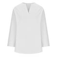thumbnail image 4 of tklpehg Fall Shirts for Women 2025 V-Neck Tops Going Out Tops Fall Clothes Leisure Comfortable Womens Clothes Solid Color Long Sleeve Tops Blouses Pullover White XL, 4 of 5