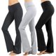 thumbnail image 1 of Pantalones de yoga acampanados de cintura alta con pliegues y corte acampanado para entrenamiento de mujer y tallas grandes de algodón elástico, 1 of 5