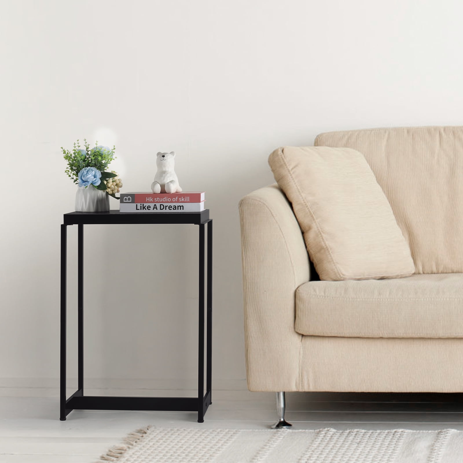Oumilen Adult Modern Nightstand Narrow Side Table End Table, Black