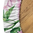 thumbnail image 5 of Ambesonne Floral Fitted Round Tablecloth, Camellias and Peonies Art, 45"- 56" Diameter, Pink White and Green, 5 of 5