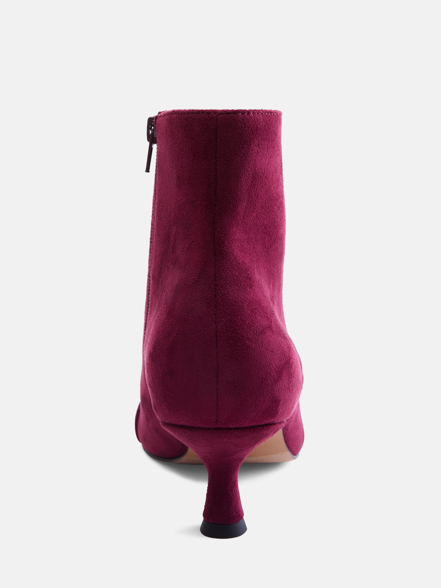 Free Assembly Women's Faux Suede Buckle Booties with Kitten Heel