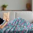 thumbnail image 3 of Vintage Rose Soft Flannel Fleece Throw Blanket, Continuous Vibrant Tones Flowers Arrangement, Cozy Plush for Indoor and Outdoor Use, 50" x 70", Aqua Pink, by Ambesonne, 3 of 5