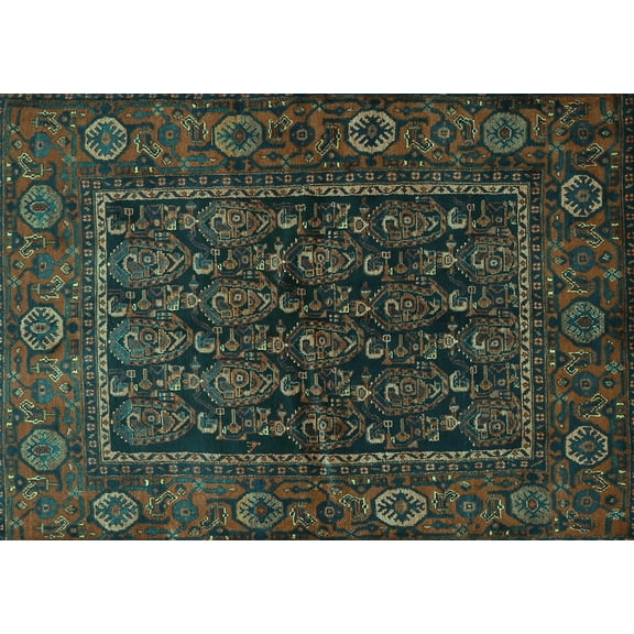 Ahgly Company Machine Washable Indoor Rectangle Persian Turquoise Blue Traditional Area Rugs, 5' x 7'