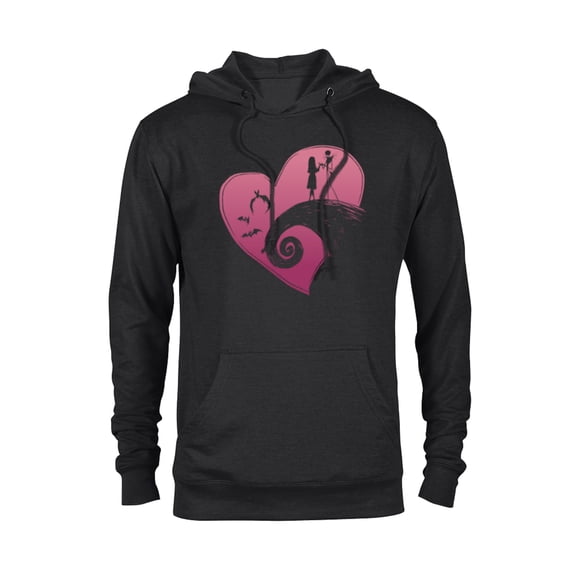 Disney The Nightmare Before Christmas Jack and Sally Heart - Pullover Hoodie for Adults - Customized-Black