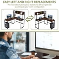 thumbnail image 3 of 55" Reversible L-Shaped Desk with Storage Hutch, Wood Computer Desk for Home Office , Gaming,Walnut, 3 of 10