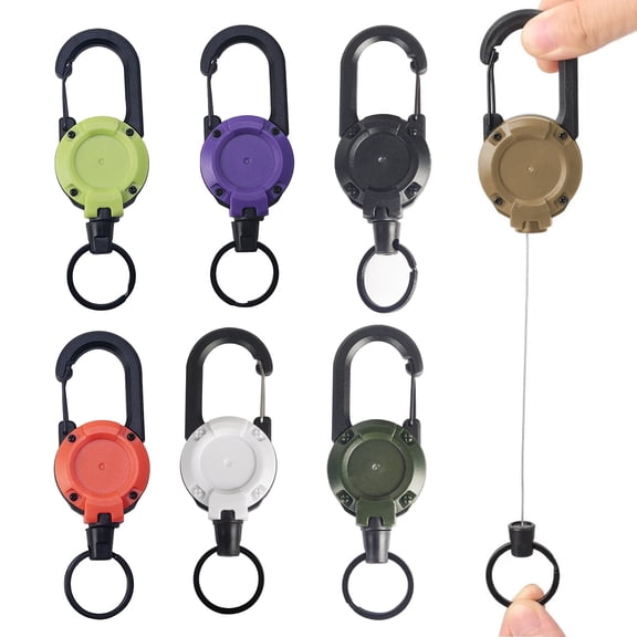 1/4Pcs Retractable Keychain with 60CM Steel Cord Heavy Duty Carabiner Badge Reel ID Holder Extendable Camping Hiking Hanging Buckle Keyring
