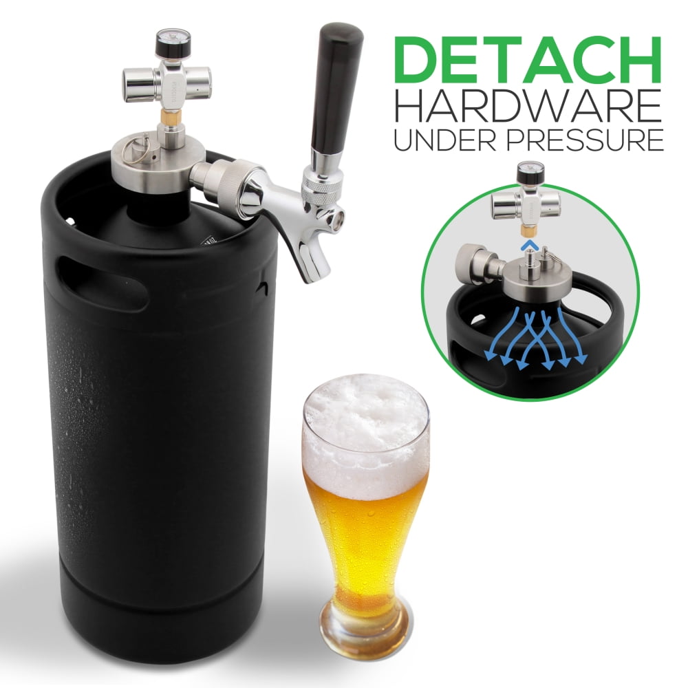 NutriChef Homebrew Mini Keg Beer Dispenser, 128 oz. Black Matte Powder