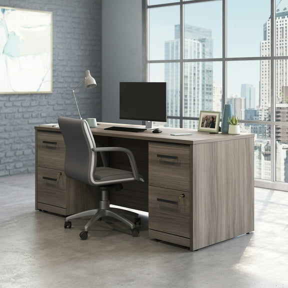 Sauder Affirm Engineered Wood 72 x 30 Desk and Mobile File Suite in Hudson Elm