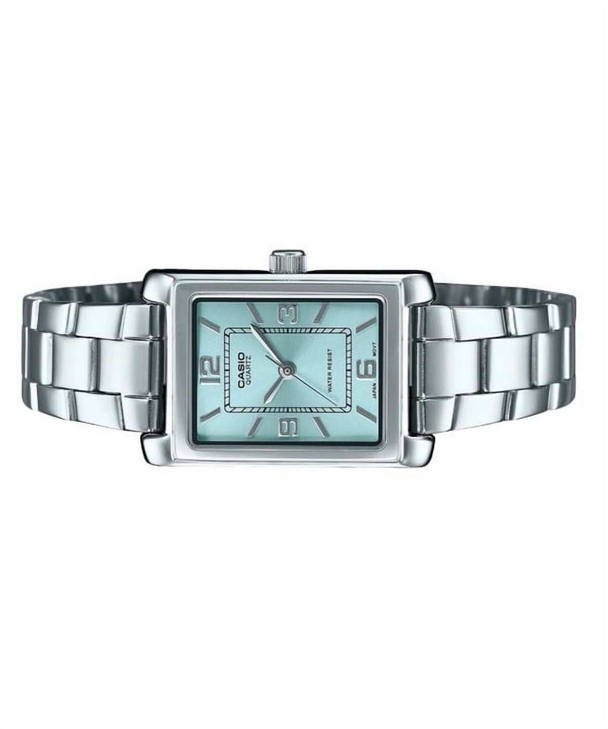 Casio Women’s Silver Analog Watch Aqua Dial Stainless Steel Bracelet -