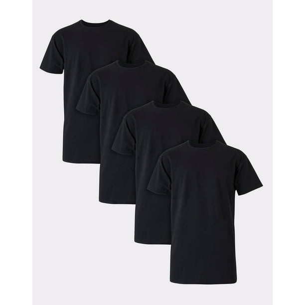 Hanes Ultimate Cotton Tall Men’s TShirt Pack, Black/Grey, 4 , (Big & Sizes) XLT
