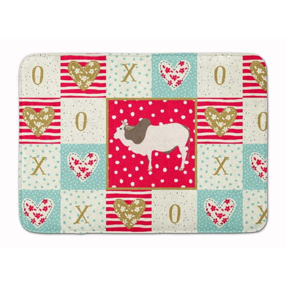 Carolines Treasures CK5257RUG Malvi Cow Love Machine Washable Memory Foam Mat Red 19 X 27" multicolor