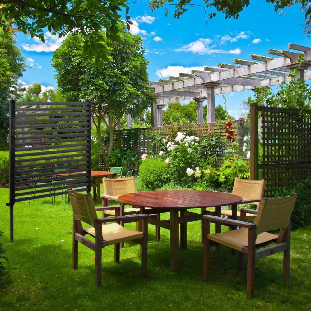 Sturdy Decorative Fence Screens, 3x4ft Black Galvanized Steel Privacy Screens for Backyard Seclusion