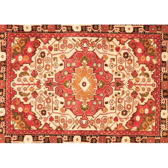 Ahgly Company Indoor Rectangle Medallion Orange Traditional Area Rugs, 7' x 10'