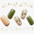 thumbnail image 1 of Uñas a presión, cuadradas, medianas y cortas, GLAMERMAID, helechos verdes ámbar, uñas postizas con diseño, lindos kits de uñas postizas acrílicas, pegamento adhesivo en uñas, juegos para mujeres, uñas, 1 of 5