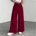 thumbnail image 3 of Women's corduroy trousers with pockets, high-waisted, wide-leg business formal trousers, 3 of 9