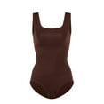 thumbnail image 3 of Tank Top Bodysuit for Women Tummy Control Slim Fit Sleeveless Body Suit Round Neck Coffee Color S, 3 of 5