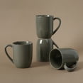 thumbnail image 3 of Famiware Tempus 4-Piece Stoneware Coffee Mug Sets, 14 oz Mugs for Kitchen,Dark Olive, 3 of 6