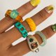 thumbnail image 4 of Juego De 6 Anillos De Resina De Metal Vintage Amor Corazón Conjunto Para Las Mujeres Moda Verde Joyería De, 4 of 4