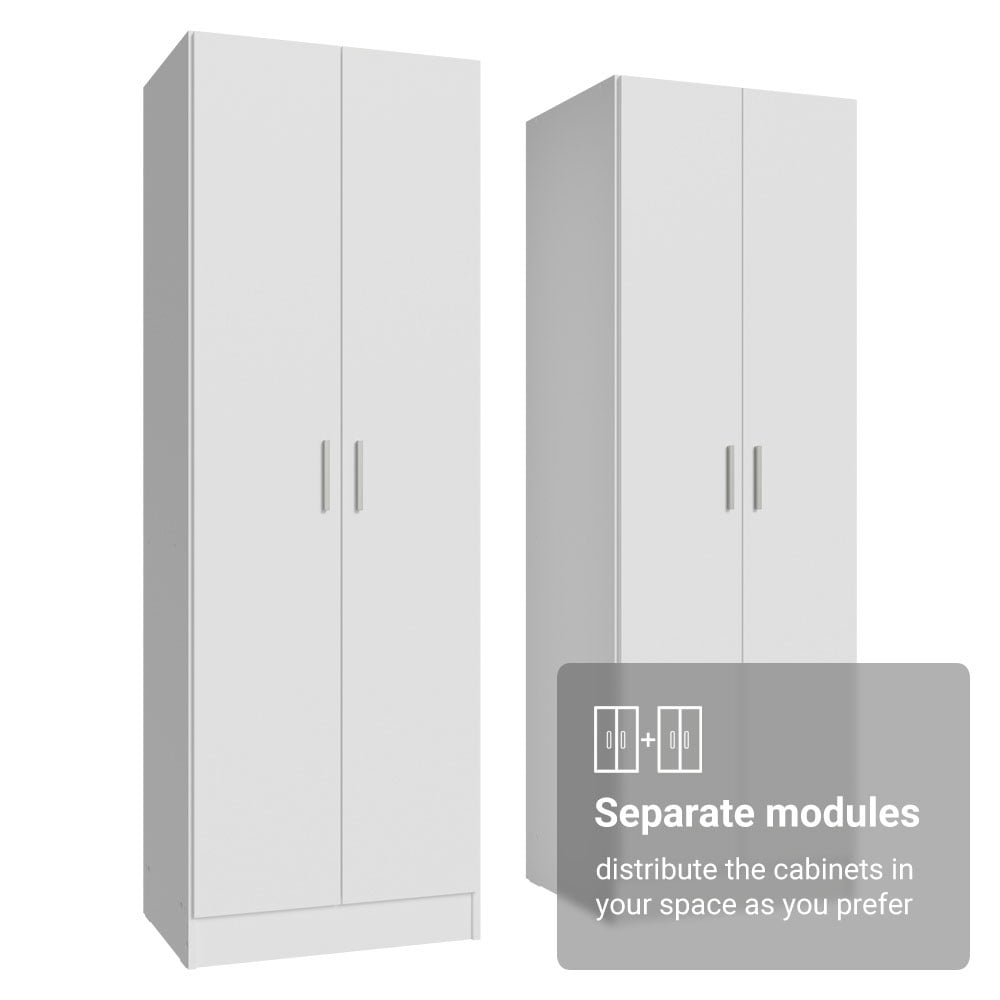 Madesa Kitchen Pantry Set Storage Cabinet 4 Doors 8 Utility Shelves 47"L Wooden Organization Unit for Kitchen 6 Adjustable Shelves Anti Tipping - White