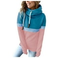 thumbnail image 6 of Women's Color Matching Pullover Hoodies Sweatshirt Pullover Turtleneck Tops Athletic Womens Sweatshirt Snap Hoodie Thick Womens Hoodies Pullover Womens Sweatshirt Jacket Color Hoodie for Women Women, 6 of 6