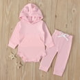 thumbnail image 2 of TAIAOJING Boys Girls Cute T Shirt Pants Set Kids Tops+Pants Hoodie Romper Bodysuit Sleeve Long Solid Baby Toddler Girl Outfit 12-18 Months, 2 of 7