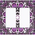 thumbnail image 6 of Metal Light Switch Plate Cover Mandala Purple Black Flower Tile Pattern MDL063, 6 of 13