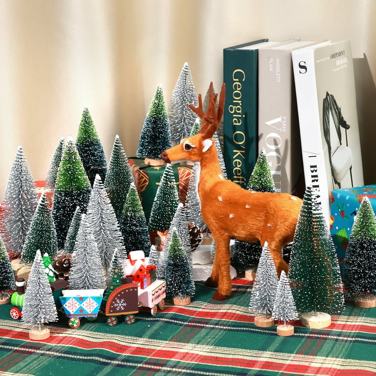 Ayieyill 30PCS Mini Christmas Trees, Flocked Tabletop Pine Trees