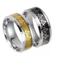 thumbnail image 3 of HOOUN Men's Freemason Masonic Gold Black Ring Band Punk Biker Jewelry Stainless Steel-Black-12, 3 of 4