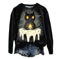 thumbnail image 3 of Towmus Halloween Sweatshirts for Women Long Sleeve Cute Cat Printed Sweatshirt Crew Neck Graphic Pullover Tops, 3 of 6