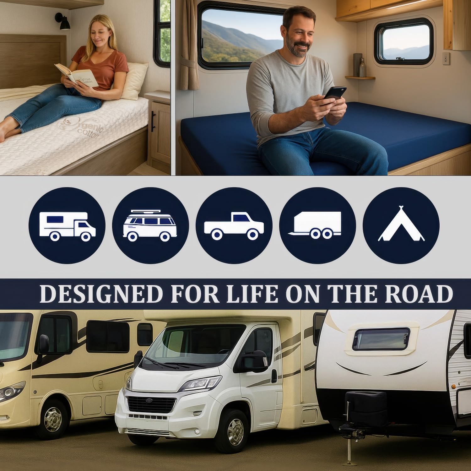 Foamma 4" x 28" x 75" High Density RV Bunk Mattress Foam Replacement Topper for Camper, Truck, Travel Trailer, Firm, CertiPUR-US Certified, Made in USA, Cover Not Included