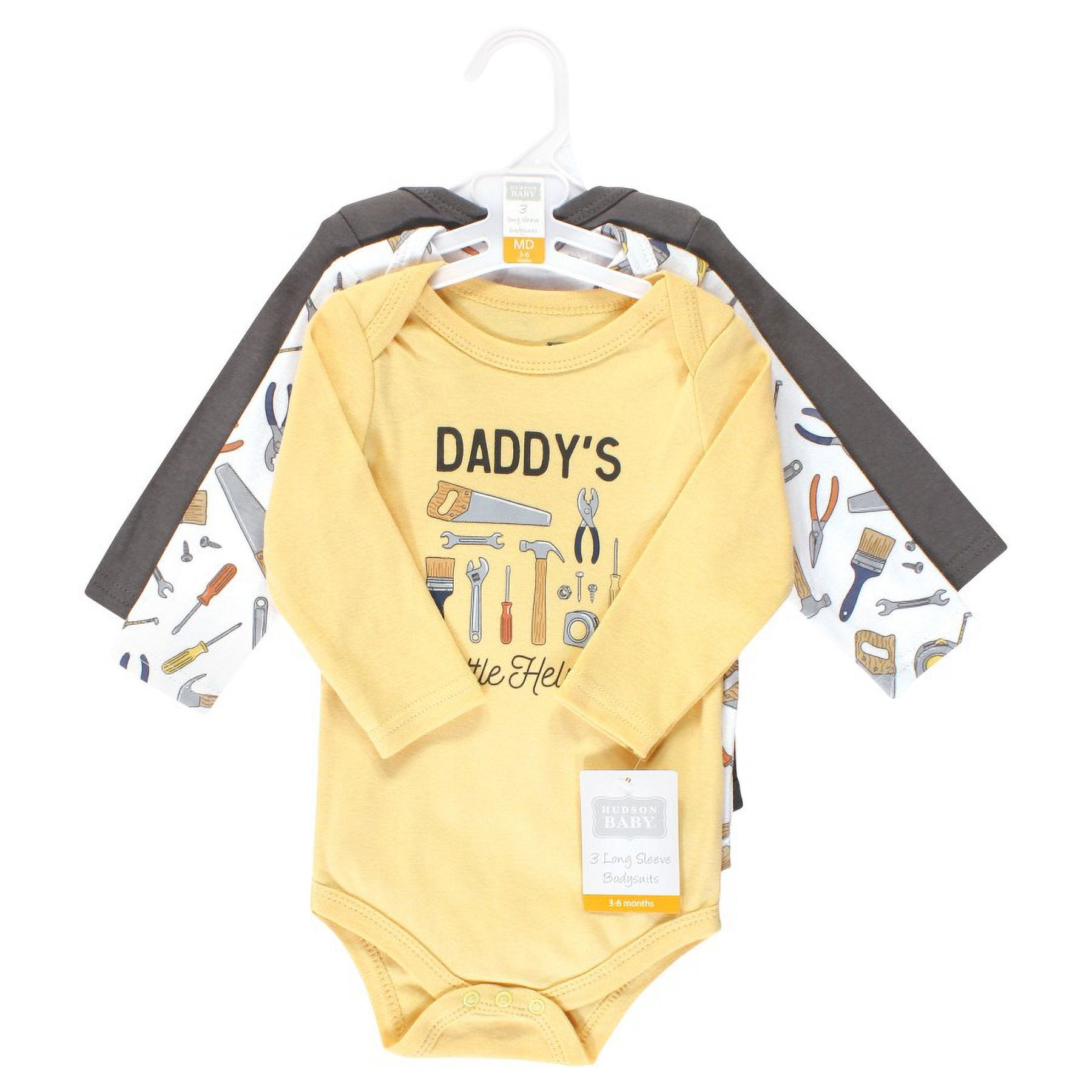 Hudson Baby Cotton Long-Sleeve Bodysuits, 3- Pack, Newborn- 24 Months
