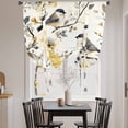 thumbnail image 4 of Pastoral Flower Tie Up Curtain 45 Inches Long, Yellow Floral Gray Leaf Bird Farmhouse Balloon Style Kitchen Window Curtain Over Sink, Small Window Rod Pocket Curtain 52"x45", 4 of 9