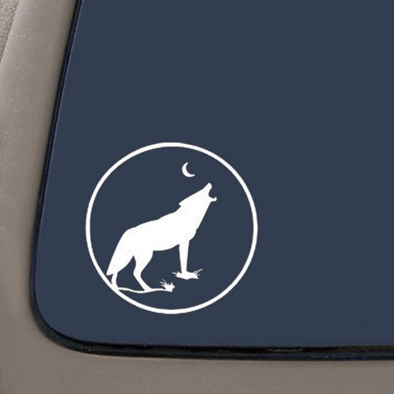 Howling Wolf Decal 5.5Inches White Vinyl Decal Car Truck Van SUV Laptop Macbook Wall
