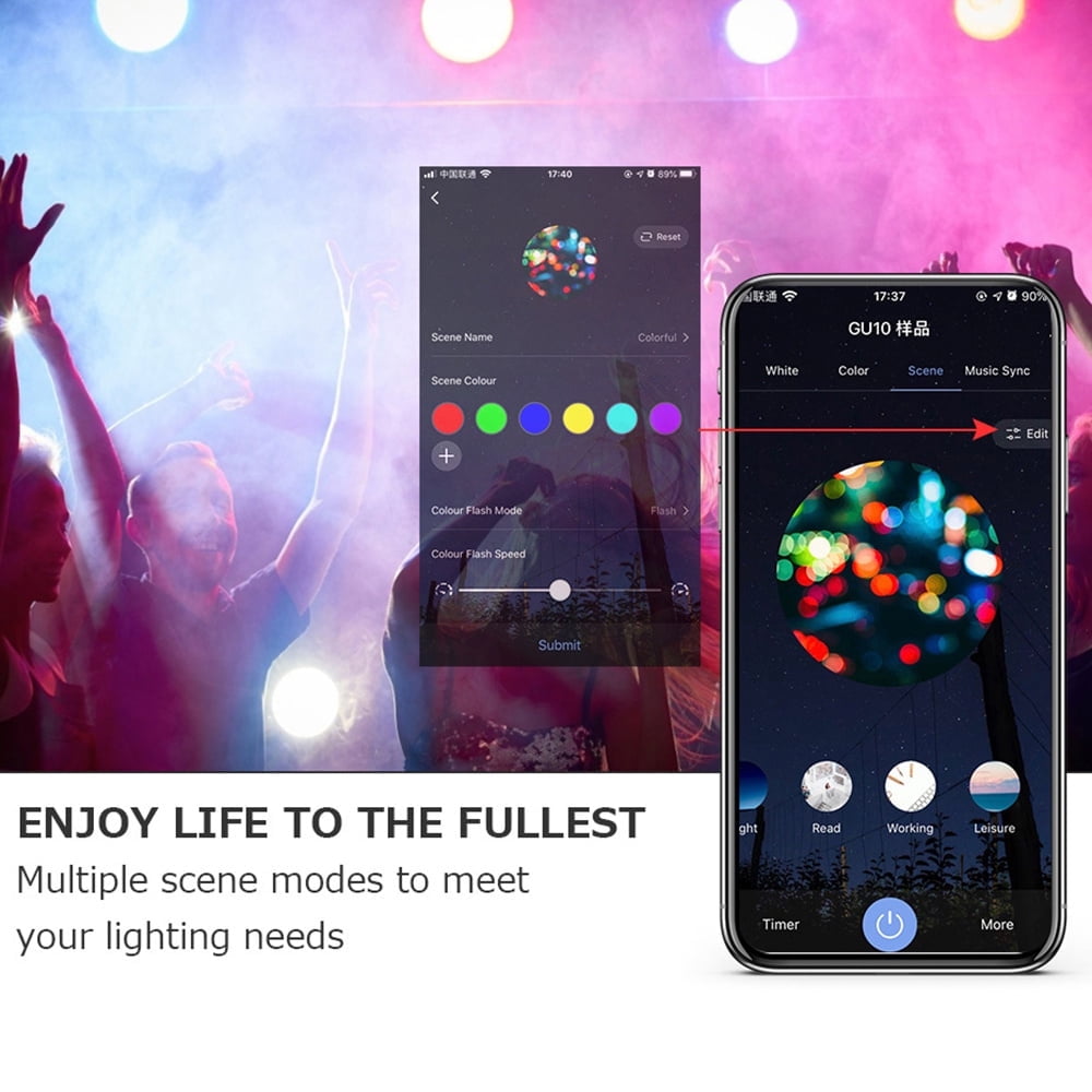 AMERTEER GU10 Light Bulb LED 2.4GHz WiFi App Control RGBCW Light Alexa ...