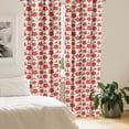 thumbnail image 2 of Ambesonne Christmas Curtains, Poinsettia Reindeer, Pair of 28"x95", Scarlet Ruby Beige, 2 of 5