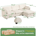 thumbnail image 2 of 109" Modular Sectional Sofa Sleeper Bed with Storage Ottoman, Oversized Deep Seat Cloud Couch with Movable Ottomans, Convertible 4-Seat L-Shaped Sofa for Living Room or Apartment (Low Legs 1.97"), 2 of 14