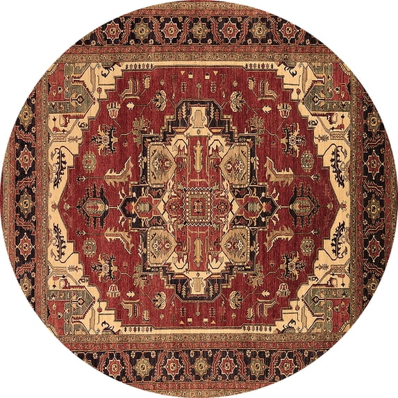 Ahgly Company Indoor Round Oriental Brown Industrial Area Rugs, 3' Round