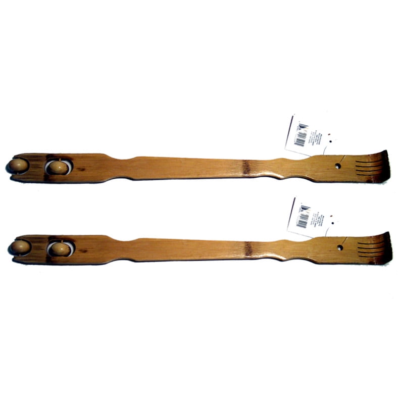 2 NEW BAMBOO WOOD BACK SCRATCHERS MASSAGER ROLLER