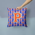 thumbnail image 2 of Letter P Football Green, Blue and Orange Fabric Decorative Pillow, 2 of 4